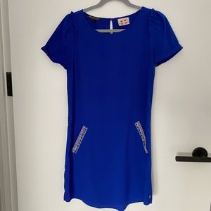 Maison Scotch New Friends Blue Shift Dress with Beaded Pockets